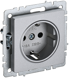 BRITE Розетка 1-местная с заземлением с защитными шторками 16А РС14-1-0-БрА алюминий IEK BR-R14-16-K47