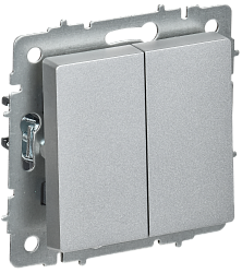 BRITE Выключатель 2-клавишный перекрестный 10А ВС10-2-3-БрА алюминий IEK BR-V23-0-10-K47