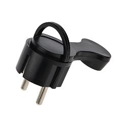 Вилка Евро угловая с з/к 16 А плоская за шкаф черная REXANT 