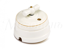 Выключатель ретро фарфоровый поворотный на 4 положен. в комплекте с подъемной рамкой, 10А, 250В, цв GE70401-50