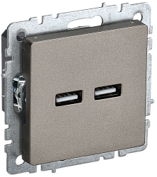 BRITE Розетка USB A+A 5В 3,1А РЮ10-1-БрШ шампань IEK BR-U21-D31-K37