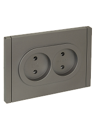 FORTE&PIANO Розетка 2-местная без заземления без защитных шторок безвинтовое крепление 10А FP526 сталь IEK FP-R20-10-1-K46