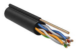 ITK Витая пара U/UTP кат.5E 4х2х24AWG solid LDPE c металлическим тросом 1,2мм черный (305м) LC3-C5E04-159