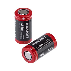 Аккумулятор Li-ion 18350, 3,7В, 900мАч, без платы защиты, плоский контакт, 10 шт, коробка REXANT 30-2085