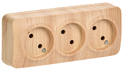 GLORY Розетка 3-местная для открытой установки без заземления без защитных шторок 10А РС23-2-ХС сосна IEK ERH30-K34-10