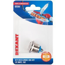 Кнопка  антивандальная Ø19 12В Фикс (5с) ON-OFF/OFF-ON подсв/зеленая  REXANT (в упак. 1шт.) 06-0364-B