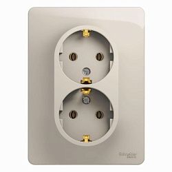Розетка 2-м СП Glossa 16А IP20 250В с заземл. в сборе молоч. SE GSL000924 454449