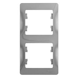 Рамка 2-м Glossa вертикал. алюм. SE GSL000306 1063728