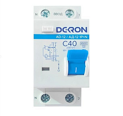 Автоматический выключатель дифференциального тока АД12 1P+N C40A АС30мА 4.5KA ad12-2-C40-30AC-dek