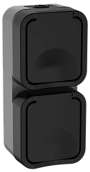 TORS Розетка 2-местная вертикальная 16А IP55 TS132 графит IEK TS-R26-16-55-V-K53