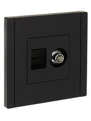 FORTE&PIANO Розетка двойная TV+RJ45 кат.6 FP137 черный IEK FP-AK20-2-K02