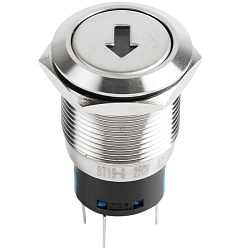 Кнопка  антивандальная Ø19 12В Б/Фикс (5с) (ON)-OFF/(OFF)-ON плоская подсв/зеленая СТРЕЛКА  REXANT 36-3454