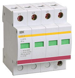 KARAT Ограничитель импульсного перенапряжения ОПС1-B 4P In=30кА Un=400В Im=60кА IEK MOP20-4-B