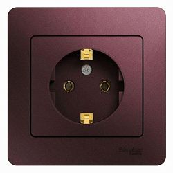 Розетка 1-м СП Glossa 16А IP20 250В с заземл. в сборе баклажан. SE GSL001142 454421