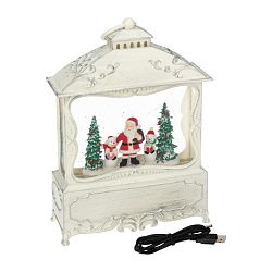 Декоративный фонарь с эффектом снегопада и подсветкой Рождественский лес, белый 501-165