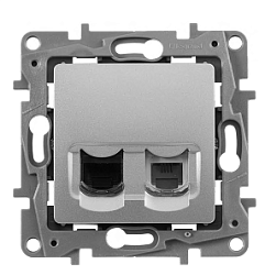 ETIKA Розетка двойная RJ11+RJ45 кат.5E UTP алюминий 672452