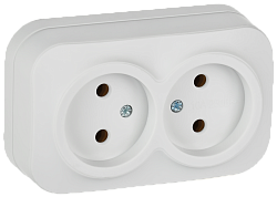 GLORY Розетка 2-местная для открытой установки без заземления без защитных шторок 10А РС22-2-ХБм белый матовый IEK ERH20-K01M-10