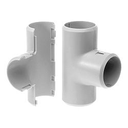 Тройник разборный d32 мм безгалогенный (HF) атмосферостойкий серый (15шт/180шт уп/кор) Промрукав PR13.0367