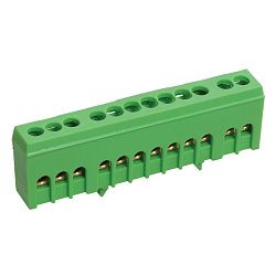 Шина PE «земля» в корпусном зеленом изоляторе на DIN-рейку 6x9мм 12 групп REXANT 11-2322