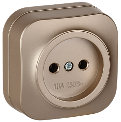 GLORY Розетка 1-местная для открытой установки без заземления без защитных шторок 10А РС20-2-ХШм шампань матовый IEK ERH10-K37M-10