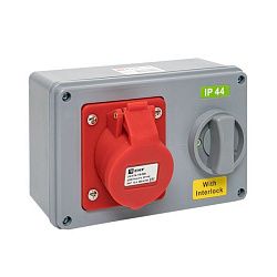 Роз. с блокировкой и выключателем 1414 3Р+РЕ 16А 380В IP44 EKF 