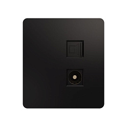 Розетка ROUND компьютерная RJ45 кат6 + TV с/у оникс KRANZ KR-78-0722-3