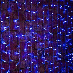 Гирлянда Светодиодный Дождь 2х1,5м, постоянное свечение, прозрачный провод, 230 В, диоды СИНИЕ 235-303