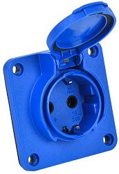 MAGNUM Розетка панельная SCHUKO РП17-3 с увеличенным фланцем IP54 синий IEK 