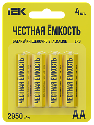 Батарейка щелочная Alkaline LR06/AA (4шт/блистер) IEK ABT-LR06-OP-L04