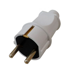 Вилка прямая с заземляющим контактом IP20, УХЛ4, 250 В, 16А, белая В16-005Б