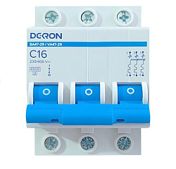 Автоматический выключатель ВА47-29 3P С16A 4,5кА mcb29-3-C16-dek