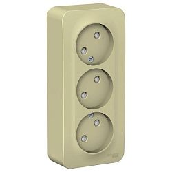 Розетка 3-м ОП Blanca 16А IP20 250В без заземл. защ. шторки с изолир. пластиной беж. SE BLNRA001317 520073