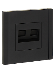 FORTE&PIANO Розетка двойная RJ11+RJ45 кат.5E FP135 черный IEK FP-KT20-O-1-K02