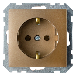 Розетка штепсельная с заземляющим контактом скрытой установки РС16-525 бронза 5736BY