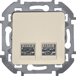 INSPIRIA Розетка компьютерная двойная RJ45 категория 5Е UTP слоновая кость 673836