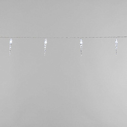 Гирлянда светодиодная Сосульки 1,5 м, 10 LED, прозрачный ПВХ, цвет свечения белый, 2 х АА (батарейки не в комплекте) NEON-NIGHT 303-094