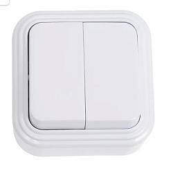 Выключатель 2-клавишный VA56-232-Белый , 6А, IP20 VA56-232-Б