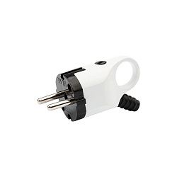 Вилка Евро угловая с з/к 16А с кольцом бело-черная REXANT 11-8952