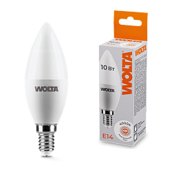 Лампа светодиодная "Свеча-C37" 10Вт 800лм 4000К Е14 (50шт/уп) WOLTA 25SC10E14