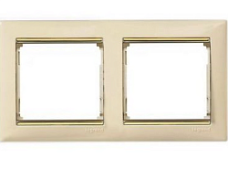 VALENA DIY Рамка 2-местная слоновая кость (золотой штрих) 695647