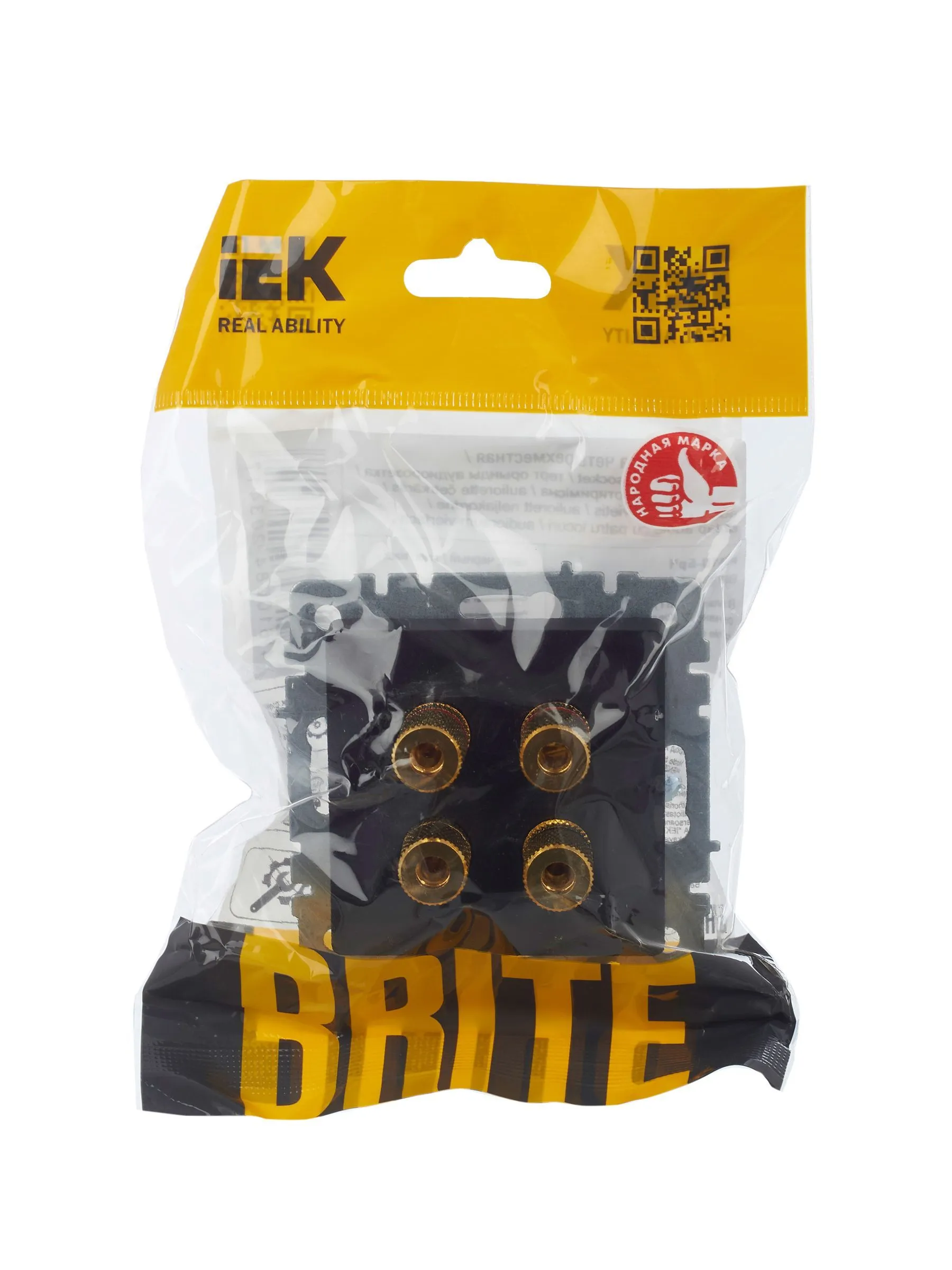 BRITE Аудиорозетка 4-местная РА10-БрЧ черный IEK - Фото 6