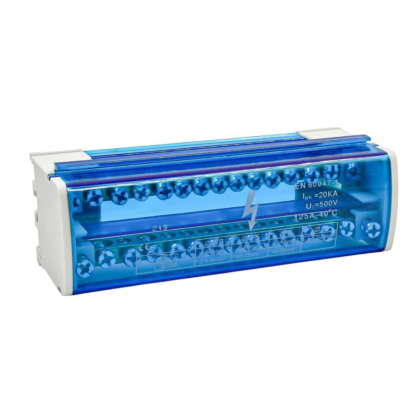 Шины на DIN-рейку в корпусе (кросс-модуль) 2х15 L+PEN
