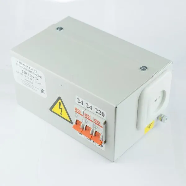 Ящик с понижающим трансформатором ЯТП 0.25 220/24В (3 авт. выкл.) IP31 UNEL - Фото 4
