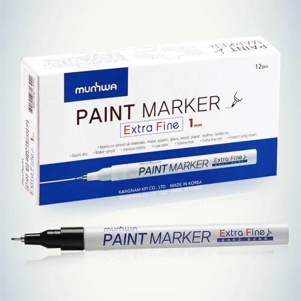 Маркер-краска Extra Fine Paint Marker 1мм, нитрооснова, черный MunHwa - Фото 7