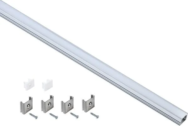 Профиль алюминиевый для светодиодной ленты 1712 накладной прямоугольный 2м с комплектом аксессуаров 