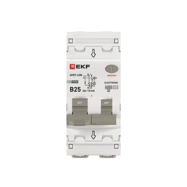Диф. автомат АВДТ-63N 1P+N 25А (B) 10мА (AC) эл 6кА PROXIMA EKF - Фото 4