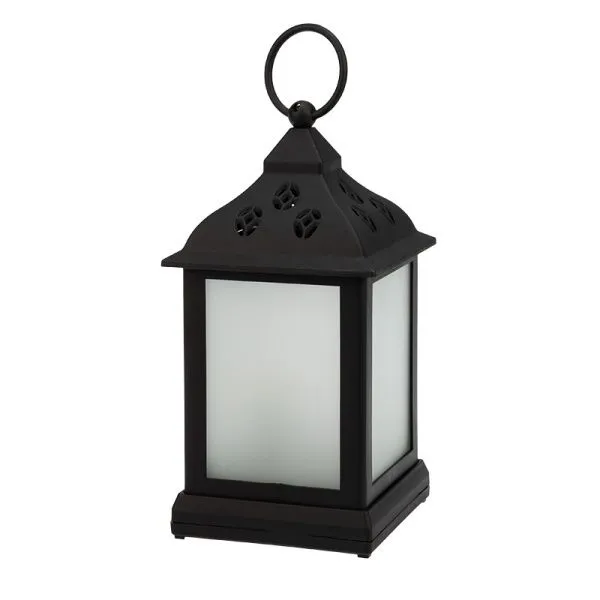 Декоративный фонарь 11х11х22,5 см, черный корпус, теплый белый цвет свечения с эффектом пламени свеч - Фото 4