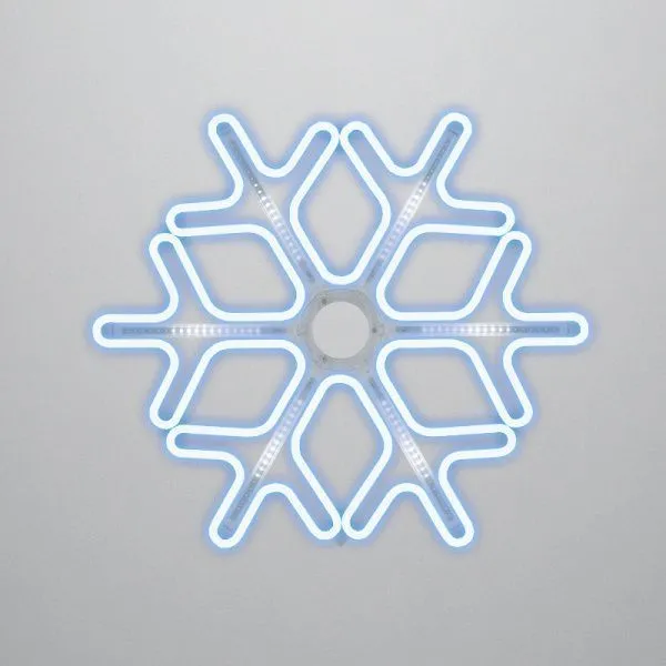 Фигура «Снежинка» из гибкого неона с эффектом тающих сосулек, 60х60 см, цвет свечения синий/белый NE
