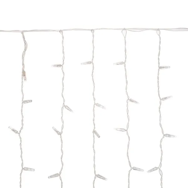 Гирлянда Светодиодный Дождь 2x0,8м, прозрачный провод, 230 В, диоды Белые (шнур питания в комплекте) - Фото 2