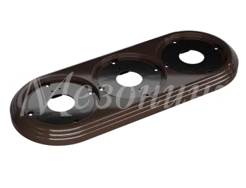 Рамка трехместная пластиковая, 234x92x14 мм, цвет - коричневый, серия УСАДЬБА, ТМ МЕЗОНИНЪ